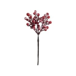 6x Beerenzweig Gefrostet Länge 19cm FLORISTA In Rot