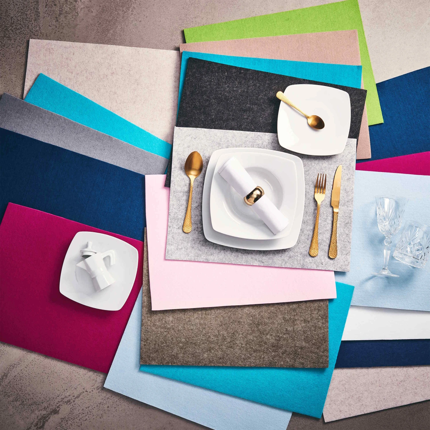 6x Tischset 33x45cm FELTO In Hellgrau 3 6x Tischset 33x45cm FELTO In Hellgrau – Bild 3