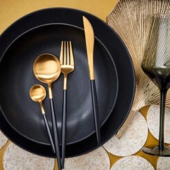 Besteck-Set 16-tlg. Matt STILETTO In Gold-Schwarz -Butlers butlers besteck set 16 tlg matt stiletto in gold schwarz 5