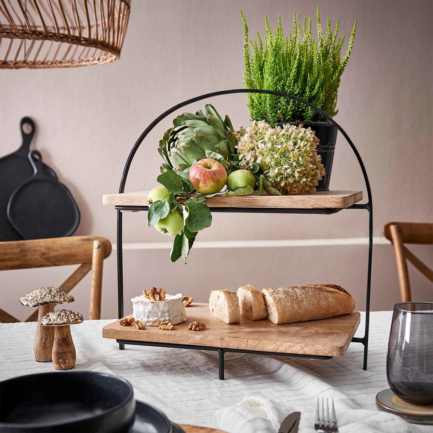 Etagere 2-stufig Höhe 45cm MANGO DAYS In Braun 6 Etagere 2-stufig Höhe 45cm MANGO DAYS In Braun – Bild 6