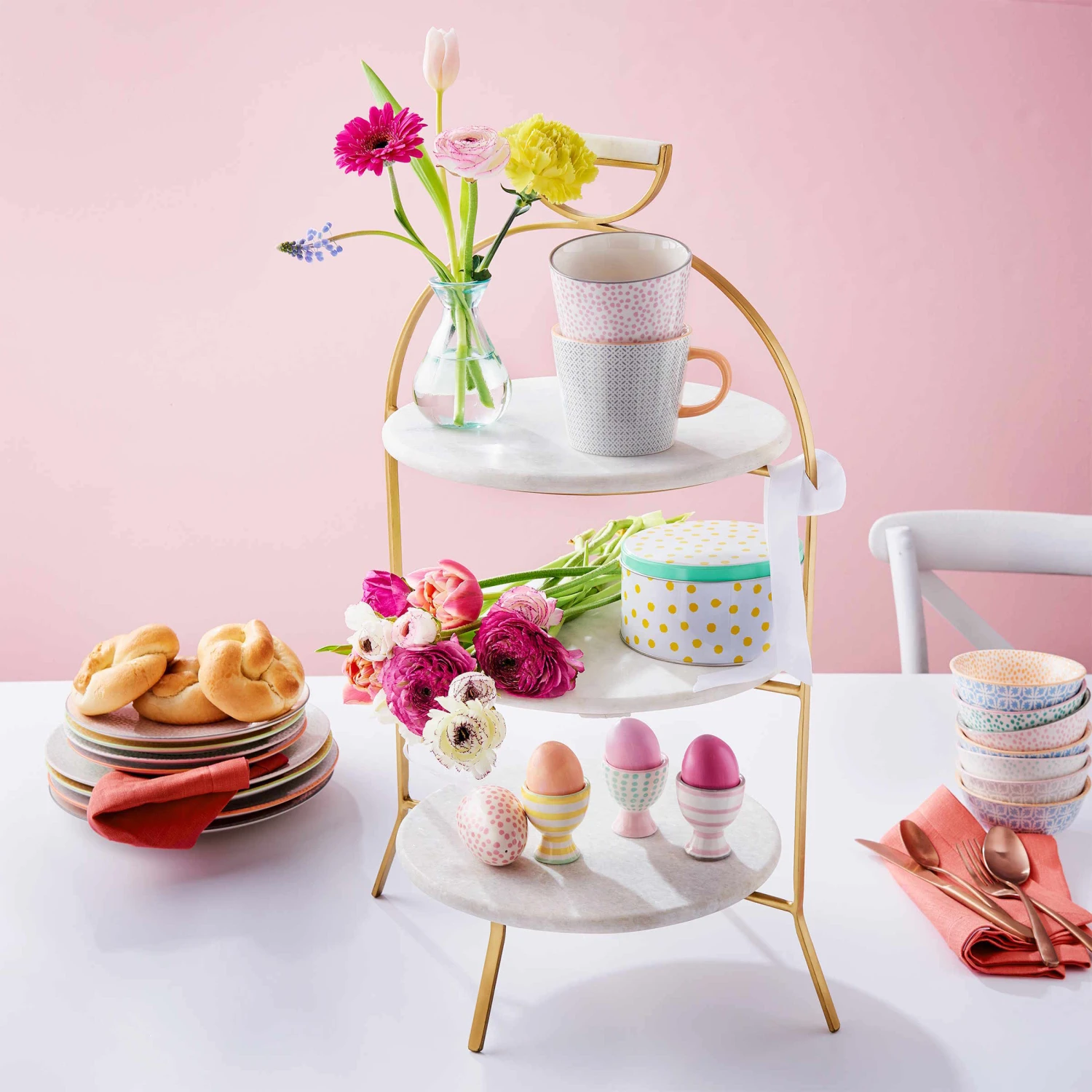 Etagere 3-stufig Höhe 65cm MARBLE In Weiß 2 Etagere 3-stufig Höhe 65cm MARBLE In Weiß – Bild 2