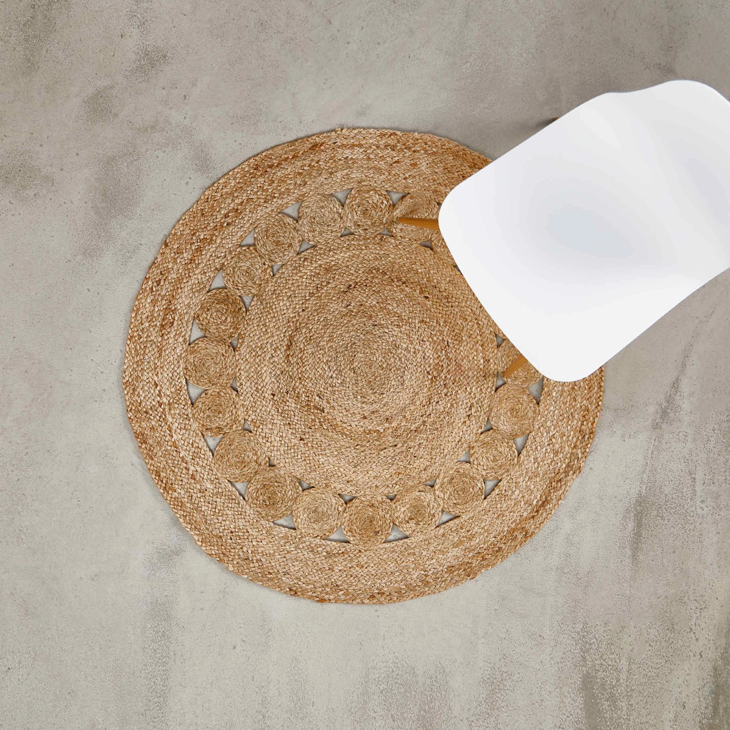 Hanf-Teppich Mit Lochmuster Ø110cm ALL NATURE In Natur 5 Hanf-Teppich Mit Lochmuster Ø110cm ALL NATURE In Natur – Bild 5
