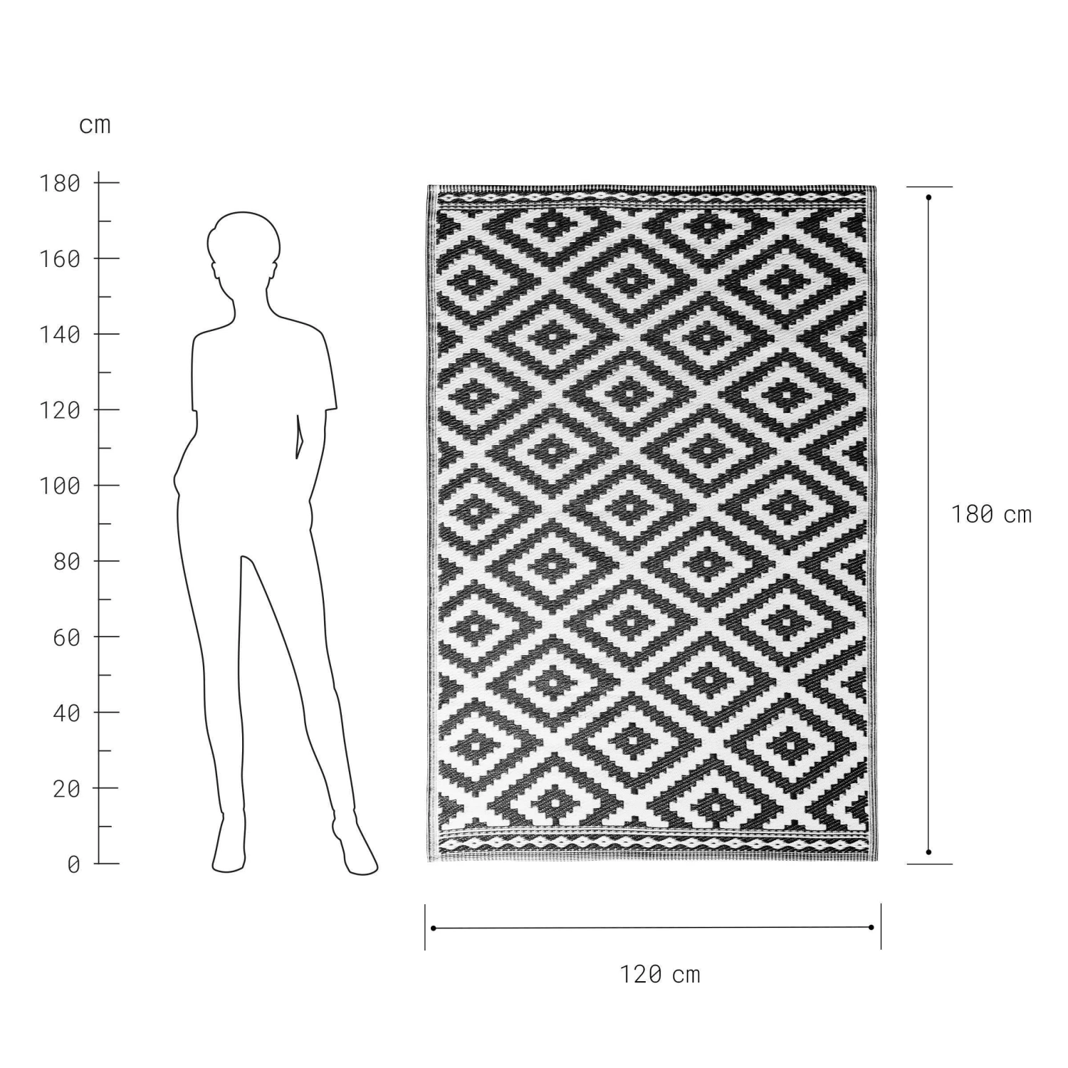 In- & Outdoor-Teppich Ethno Rauten L 180 X B 118cm COLOUR CLASH In Schwarz-Weiß 4 In- & Outdoor-Teppich Ethno Rauten L 180 X B 118cm COLOUR CLASH In Schwarz-Weiß – Bild 4