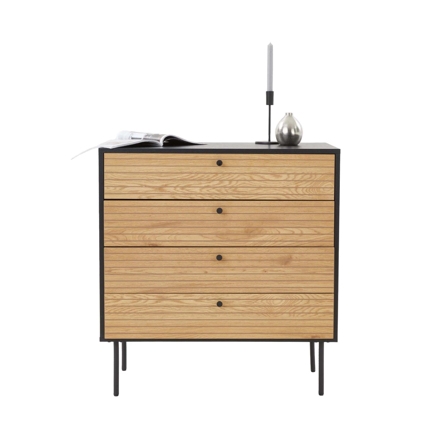 Kommode Mit 4 Schubladen MODERNIST In Schwarz-Natur 3 Kommode Mit 4 Schubladen MODERNIST In Schwarz-Natur – Bild 3