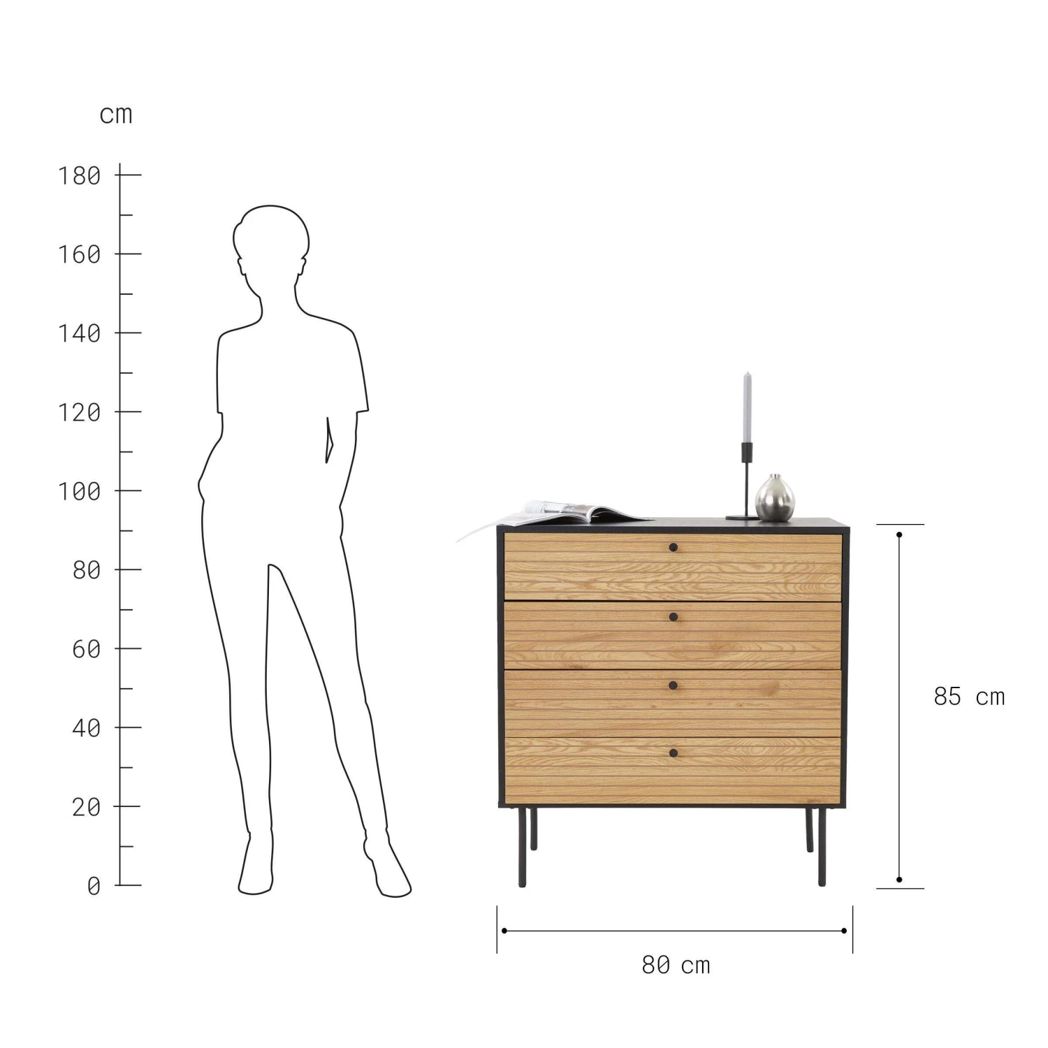 Kommode Mit 4 Schubladen MODERNIST In Schwarz-Natur 4 Kommode Mit 4 Schubladen MODERNIST In Schwarz-Natur – Bild 4