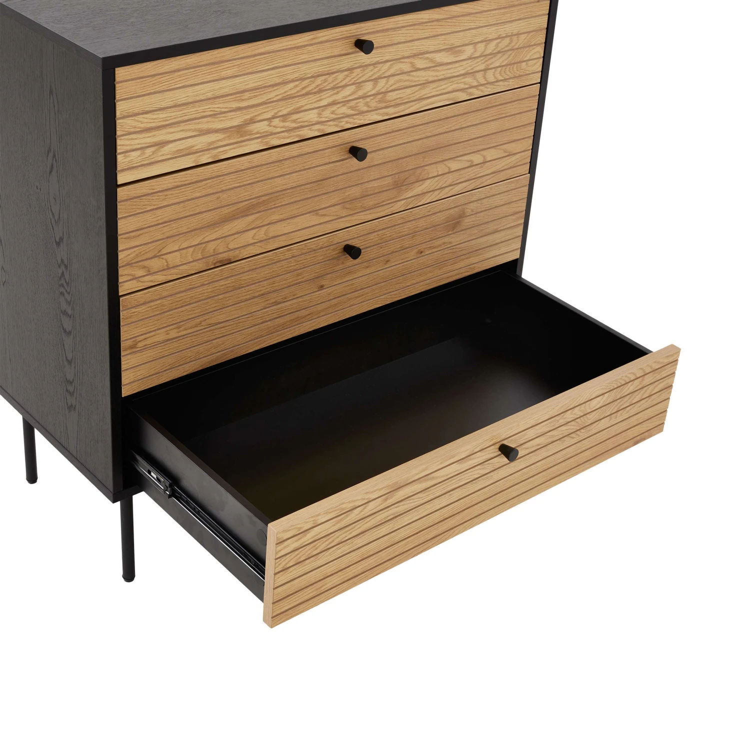 Kommode Mit 4 Schubladen MODERNIST In Schwarz-Natur 8 Kommode Mit 4 Schubladen MODERNIST In Schwarz-Natur – Bild 8
