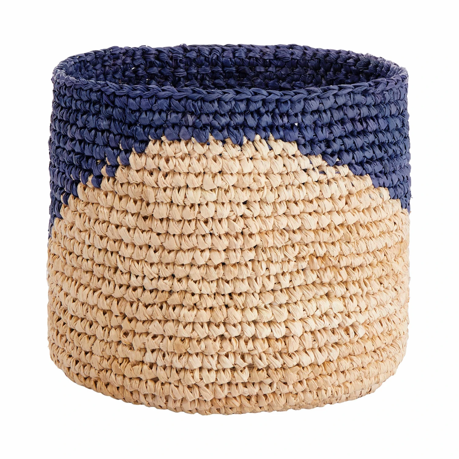 Korb Handgefertigt Aus Raffia Ø13cm ISALO In Natur-Blau 2 Korb Handgefertigt Aus Raffia Ø13cm ISALO In Natur-Blau – Bild 2