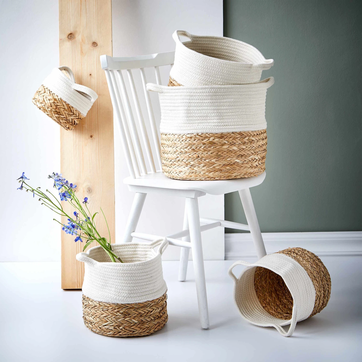 Korb Rund Ø26cm COTTON BRAID In Natur-Weiß 2 Korb Rund Ø26cm COTTON BRAID In Natur-Weiß – Bild 2