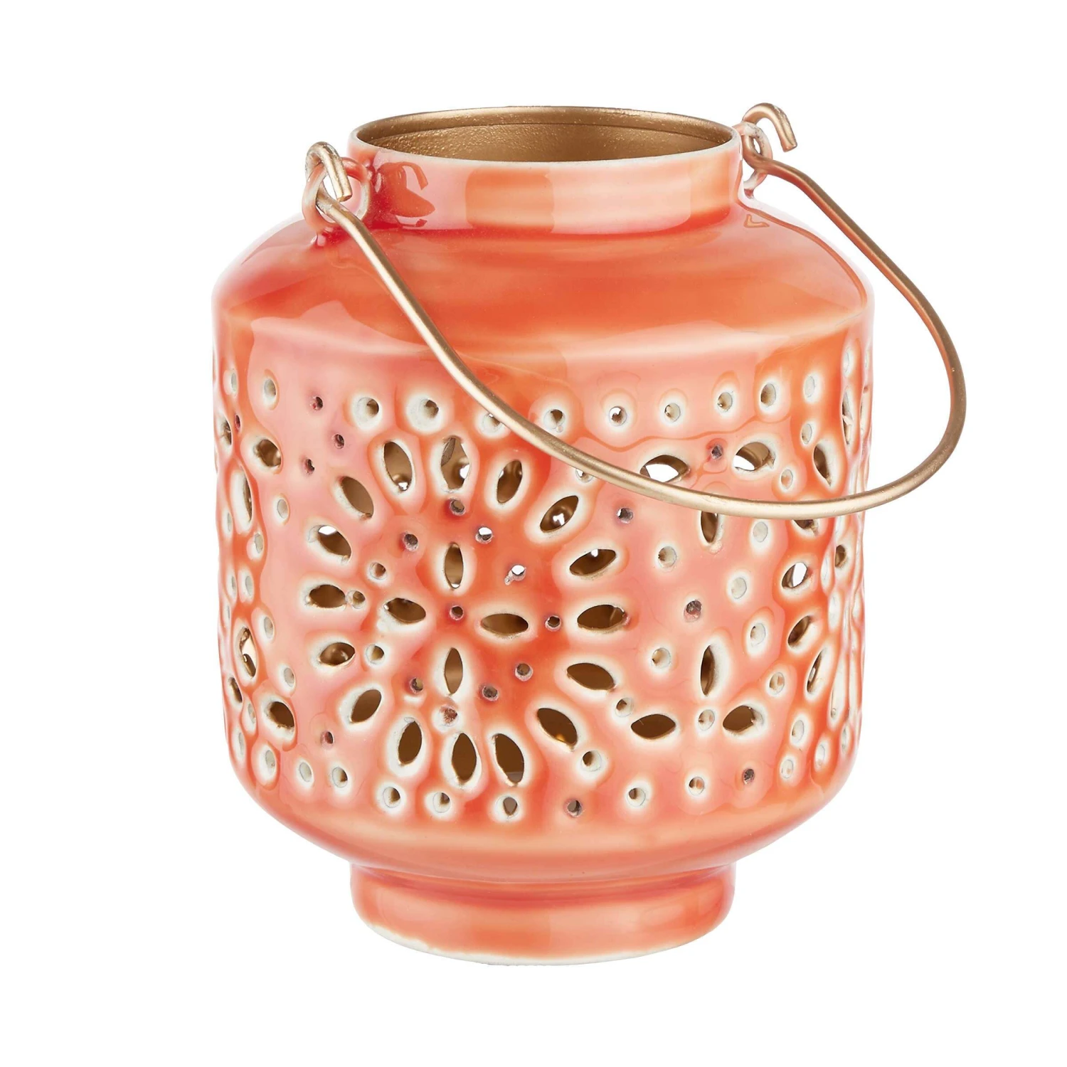 Laterne Höhe 10cm BLUE MAROCCO In Pastellorange 1 Laterne Höhe 10cm BLUE MAROCCO In Pastellorange