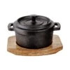 Mini-Serviertopf Mit Holzuntersetzer L 14 X B 11cm HOT IRON In Schwarz
