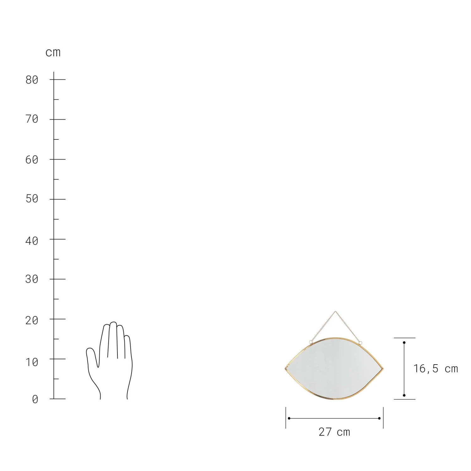 Spiegel Augenform L 27 X B 17cm CARAT In Gold 3 Spiegel Augenform L 27 X B 17cm CARAT In Gold – Bild 3