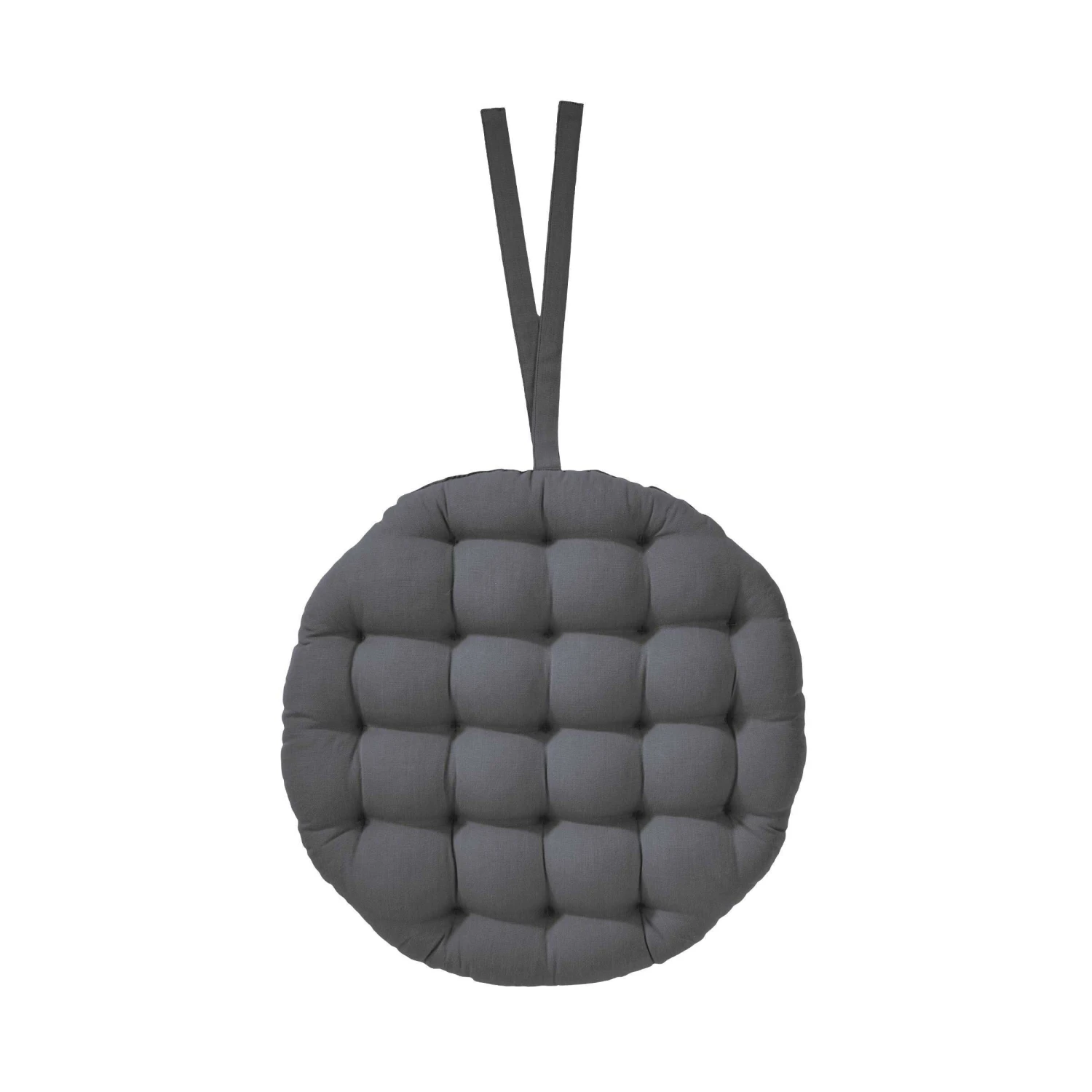 Stuhlkissen Mit Bändchen Ø42cm SOLID In Grau 1 Stuhlkissen Mit Bändchen Ø42cm SOLID In Grau