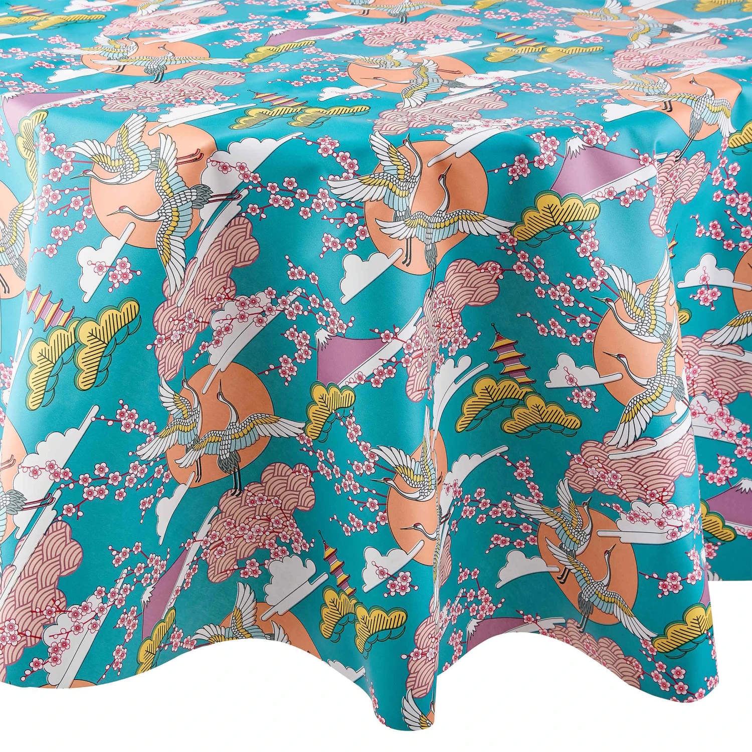 Wachstischdecke Japan Ø 140 Cm WATERPROOF In Bunt 1 Wachstischdecke Japan Ø 140 Cm WATERPROOF In Bunt